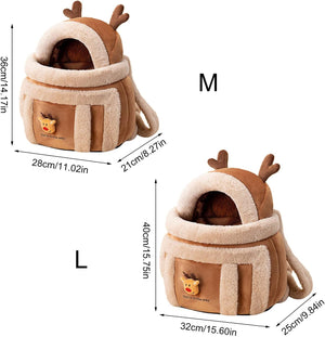 Winter Plush Pet Carrier Backpack With Hand Warmers