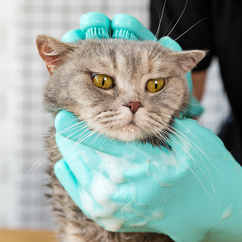 Pamper Your Pet with the Silicone Pet Grooming Bath Massage Glove
